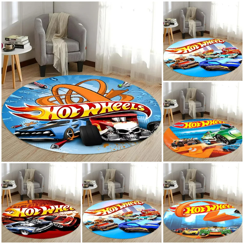 Tech Room Accessories - Hot Wheels Cars HD-gedruckter runder Teppich,