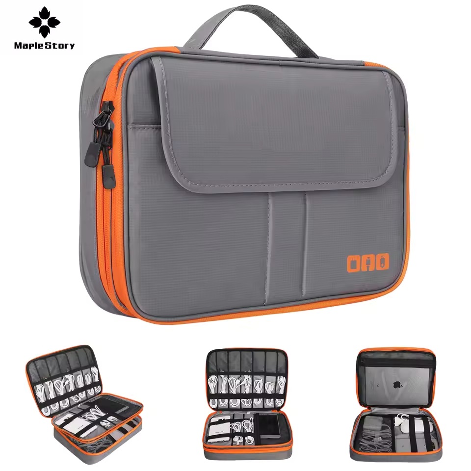 Tech Accessories Case - Reise-Doppelschicht-Digital-Aufbewahrungstasche Ladegerät USB-Datenkabel-Organizer Wasserdichte Elektronik-Zubehör-Kabel-Aufbewahrungstasche