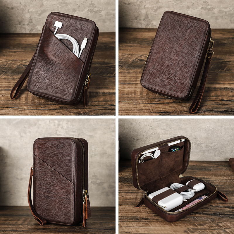 Vintage braune Echtleder-Organ – Tech Accessories Case Bewertung und Preis