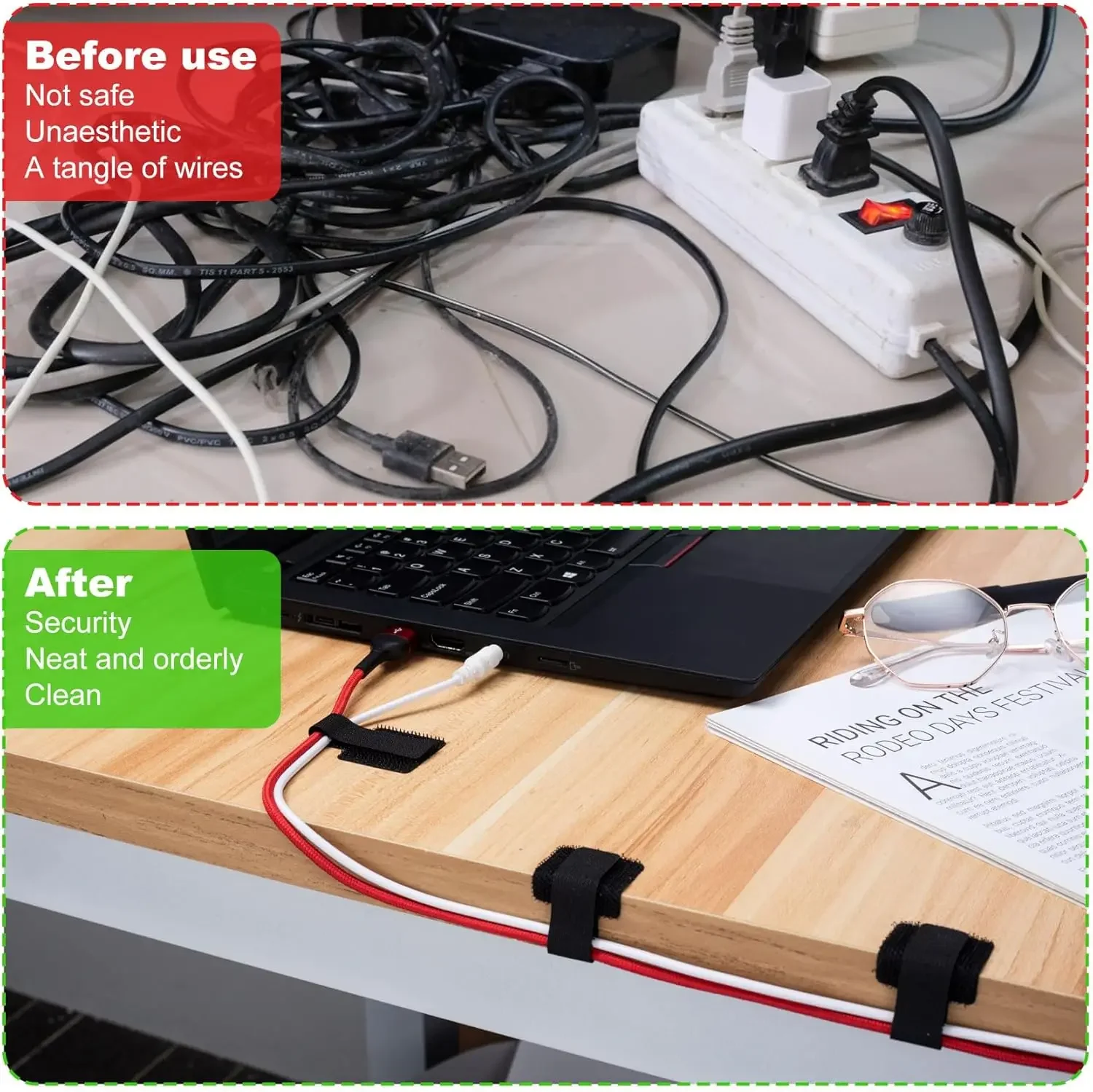 Wiederverwendbare Kabelbinder, – Desk Cable Clip Bewertung und Preis